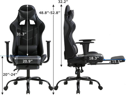 High-Back Ergonomic Gaming Chair with Lumbar Support – Reclining PC Office Chair with Headrest & 250 lb Capacity
