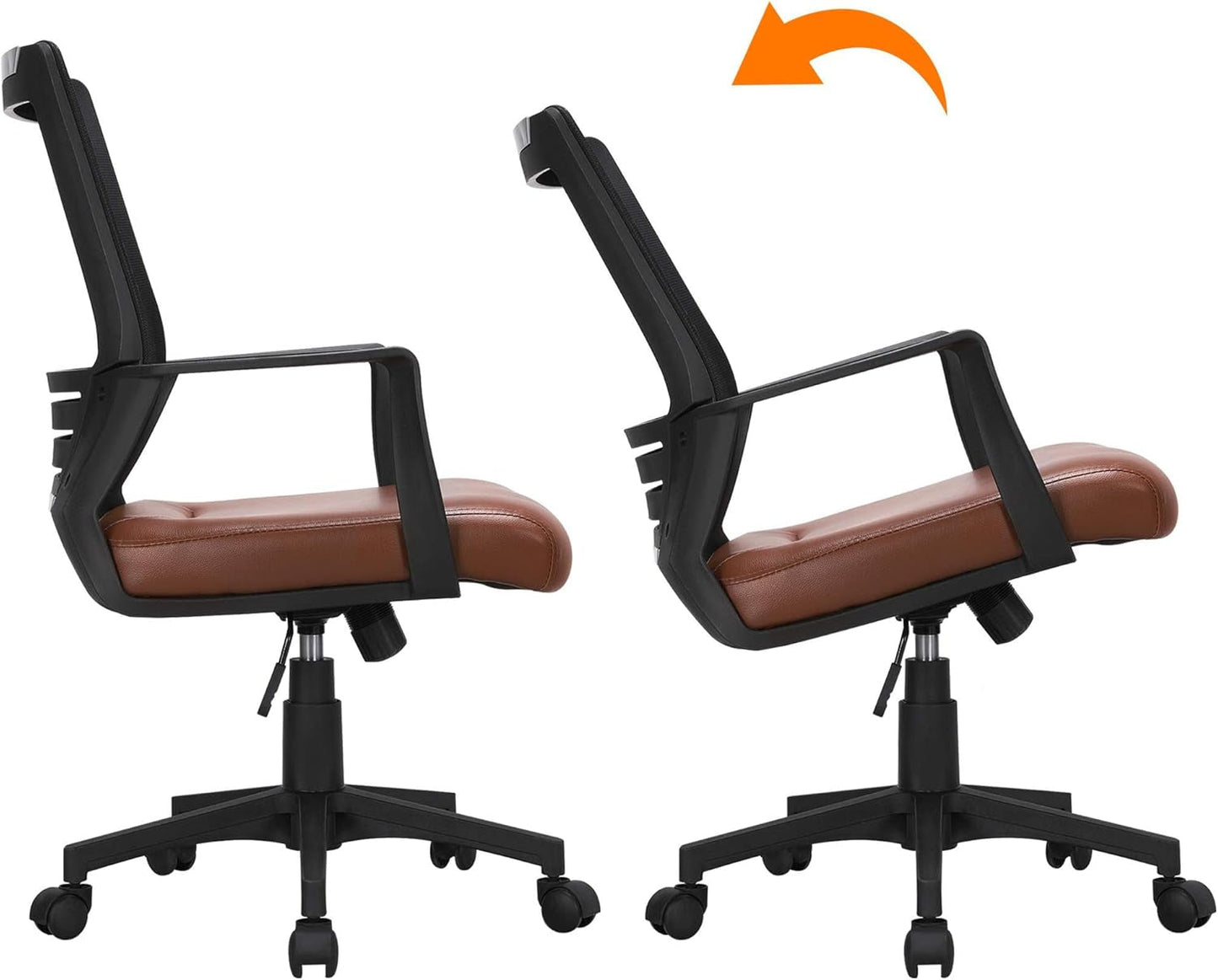 Ergonomic Office Chair – PU Leather & Mesh Design, Lumbar Support, Adjustable Height & Tilt, 265 lb Capacity, Swivel Desk Chair for Home or Office
