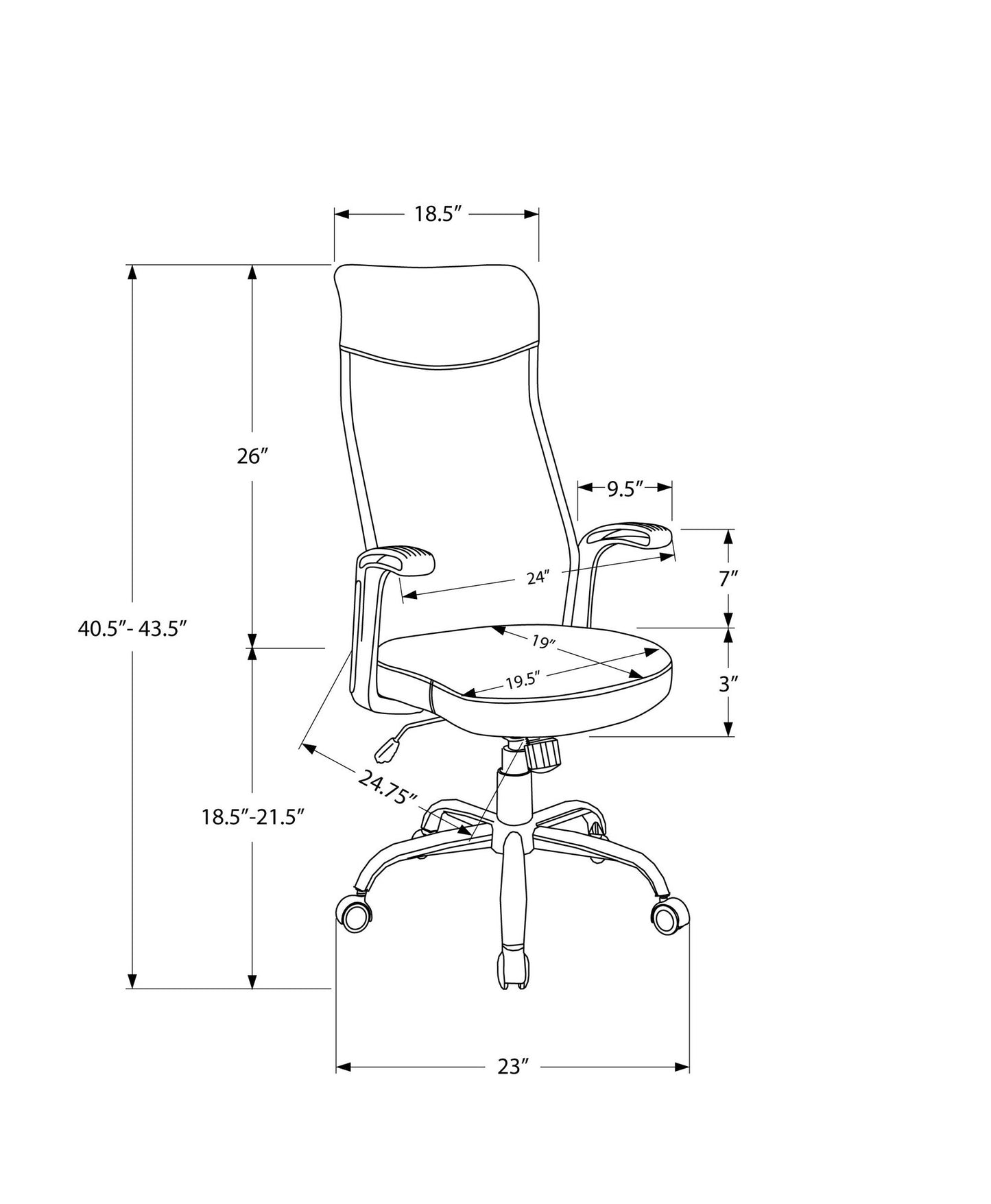 Ergonomic High Back Office Chair – Black Fabric, Multi-Position Recline with 360° Swivel