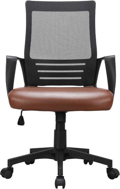 Ergonomic Office Chair – PU Leather & Mesh Design, Lumbar Support, Adjustable Height & Tilt, 265 lb Capacity, Swivel Desk Chair for Home or Office