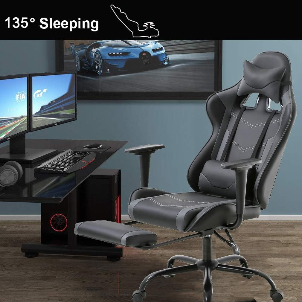 High-Back Ergonomic Gaming Chair with Lumbar Support – Reclining PC Office Chair with Headrest & 250 lb Capacity