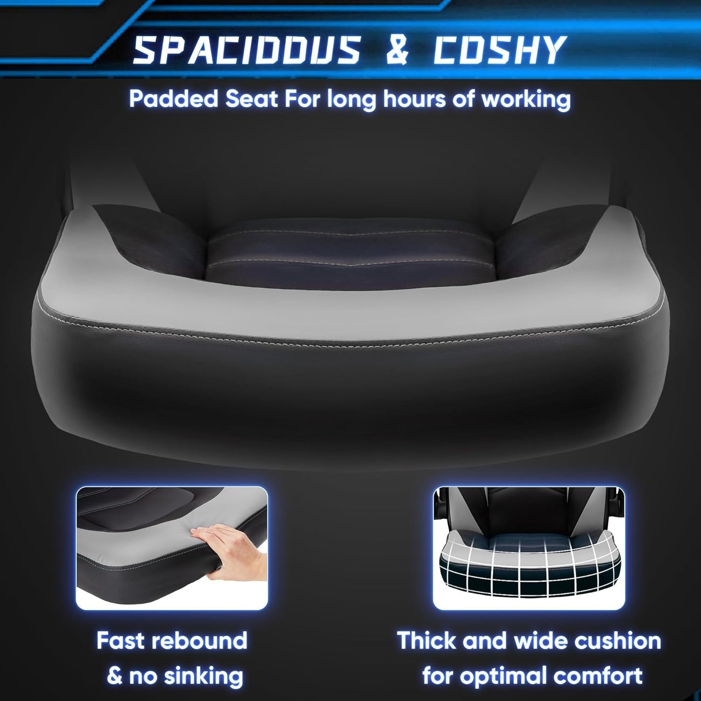 Ergonomic Gaming Chair – PU Leather, Lumbar Support, Flip-Up Arms, Rocking Function, 360° Swivel, Adjustable Height – High-Back Computer Desk Chair