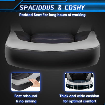 Ergonomic Gaming Chair – PU Leather, Lumbar Support, Flip-Up Arms, Rocking Function, 360° Swivel, Adjustable Height – High-Back Computer Desk Chair