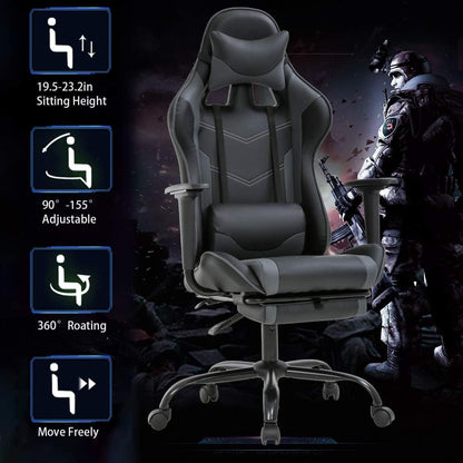 High-Back Ergonomic Gaming Chair with Lumbar Support – Reclining PC Office Chair with Headrest & 250 lb Capacity
