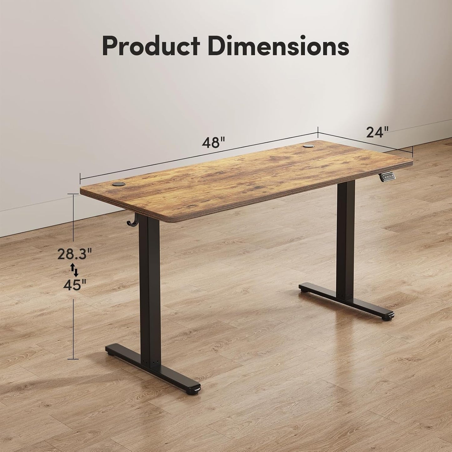 Electric Standing Desk Adjustable Height, 48 X 24 Inch Sit and Stand