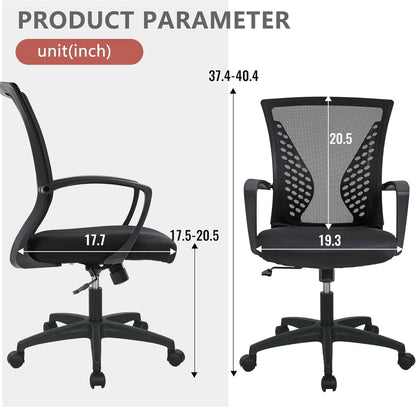Ergonomic Mesh Office Gaming Chair – Adjustable Lumbar Support, 360° Swivel, Breathable Backrest, Height Adjustable, BIFMA Certified, Easy Assembly