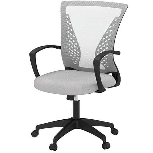 Ergonomic Gray Mesh Office Chair – Mid-Back Desk Chair with Armrests, Lumbar Support & 360° Swivel