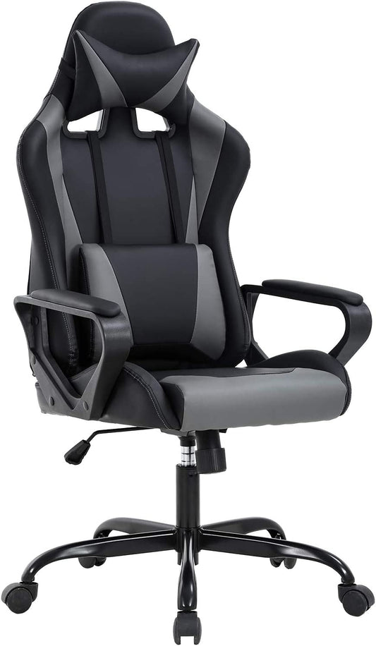Ergonomic Gaming Chair with Lumbar Support – High Back PU Leather, Adjustable Recline 90–135°, 360° Swivel, Heavy-Duty Base, Easy Assembly