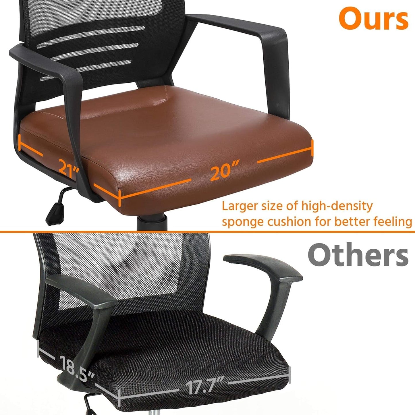 Ergonomic Office Chair – PU Leather & Mesh Design, Lumbar Support, Adjustable Height & Tilt, 265 lb Capacity, Swivel Desk Chair for Home or Office