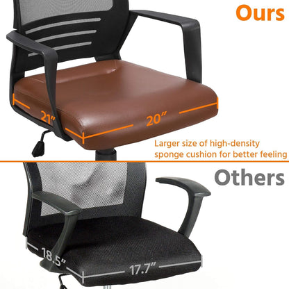 Ergonomic Office Chair – PU Leather & Mesh Design, Lumbar Support, Adjustable Height & Tilt, 265 lb Capacity, Swivel Desk Chair for Home or Office