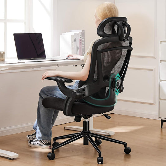 Ergonomic Mesh Office Chair, High Back Desk Chair with 2D Headrest,