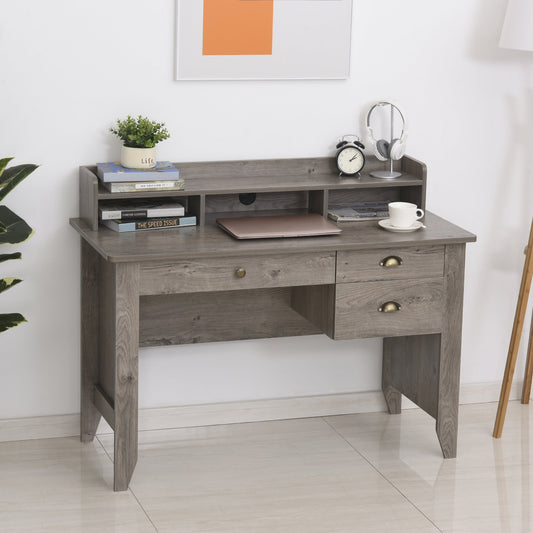 HOMCOM Computer Desk with Drawer & Storage Hutch – 47" Writing Desk for Home Office (Grey)