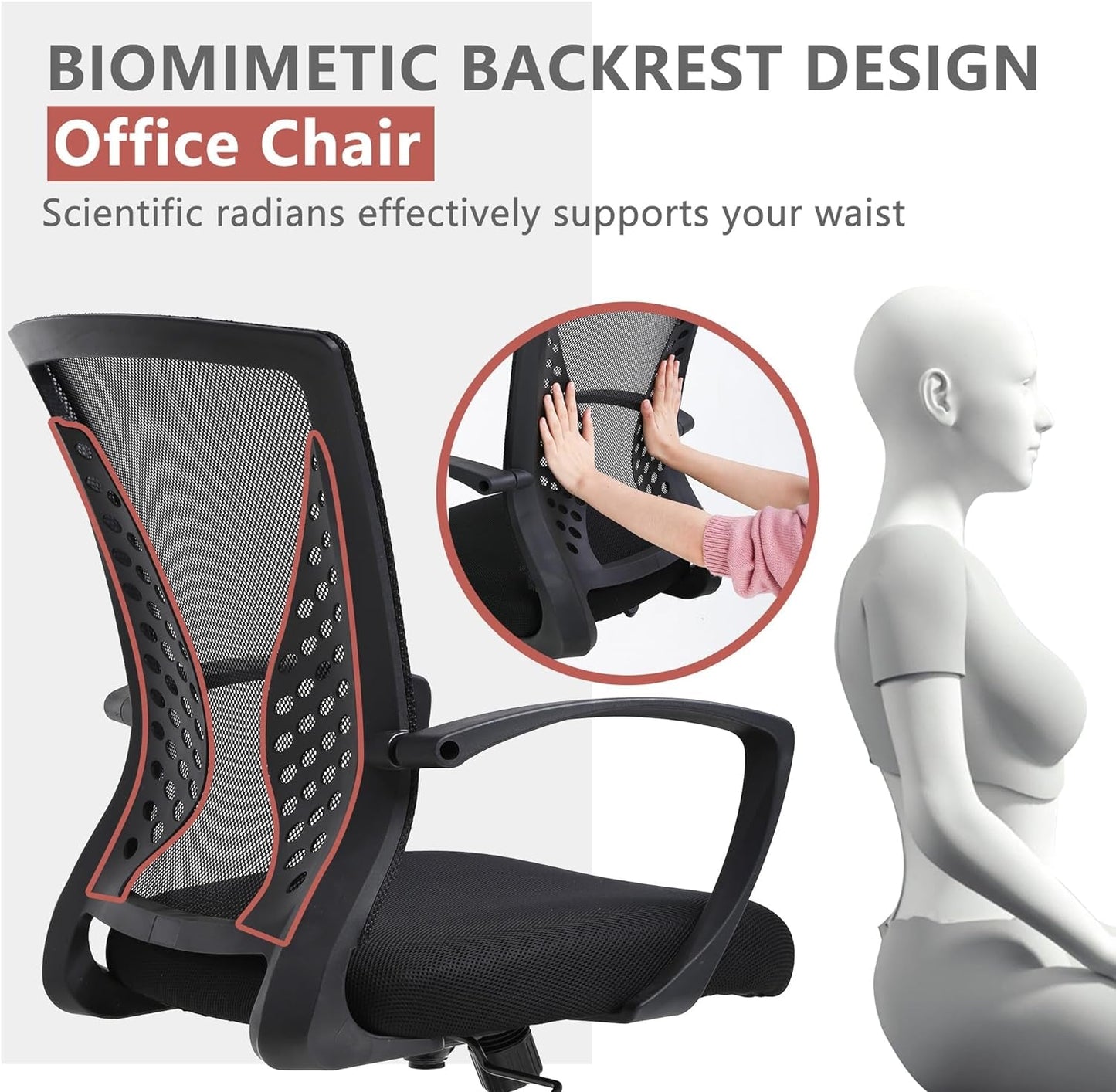 Ergonomic Mesh Office Gaming Chair – Adjustable Lumbar Support, 360° Swivel, Breathable Backrest, Height Adjustable, BIFMA Certified, Easy Assembly