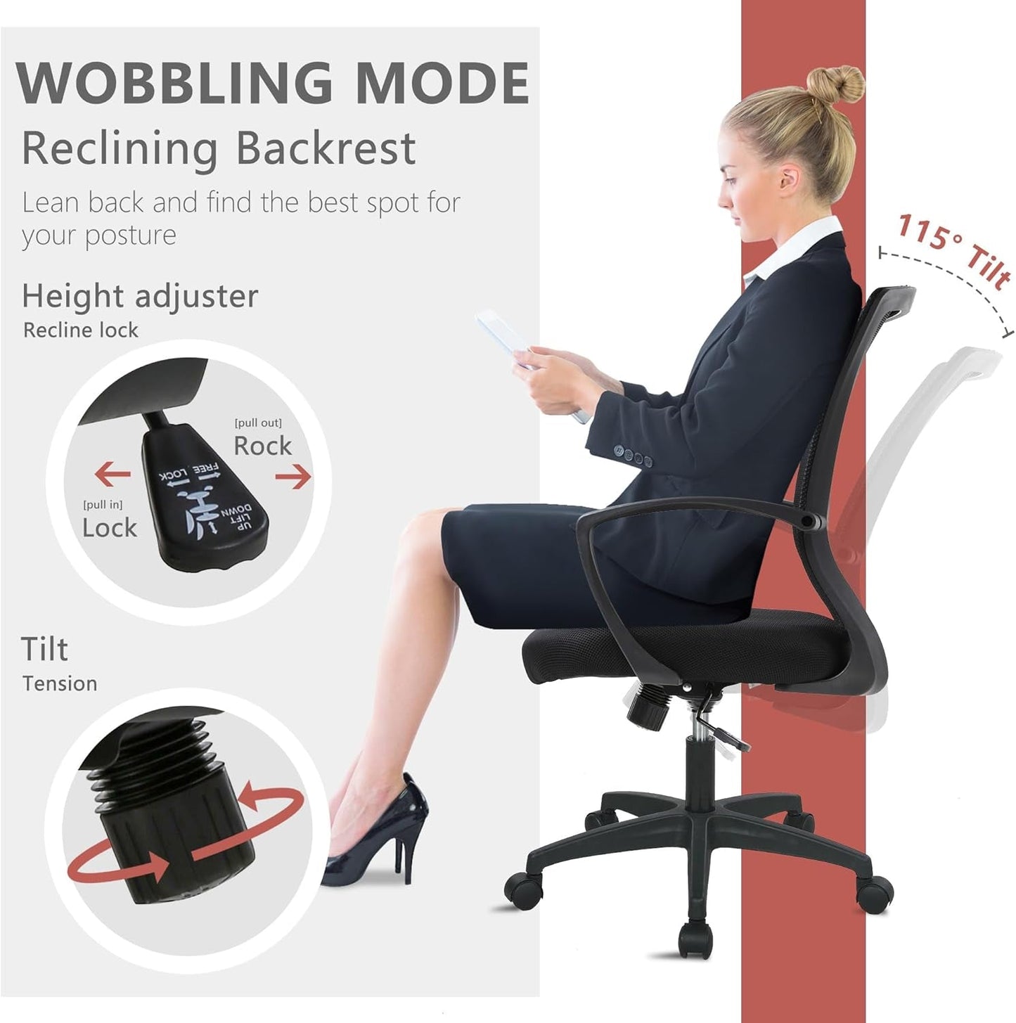 Ergonomic Mesh Office Gaming Chair – Adjustable Lumbar Support, 360° Swivel, Breathable Backrest, Height Adjustable, BIFMA Certified, Easy Assembly